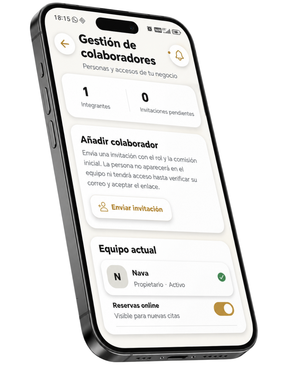 Vista del módulo Colaboradores en Nava